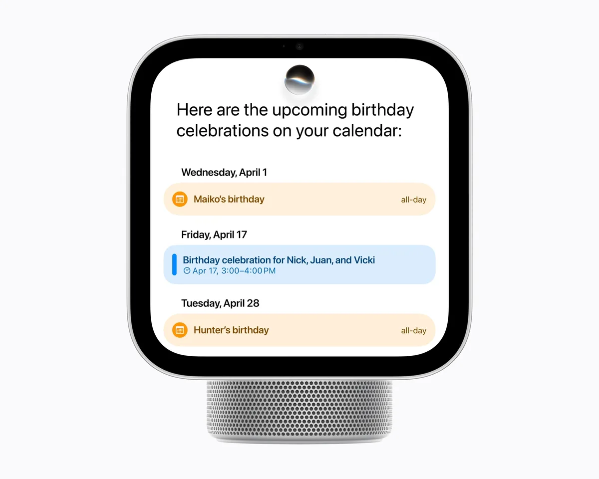 Siri AIがカレンダーの予定を表示するHomeView