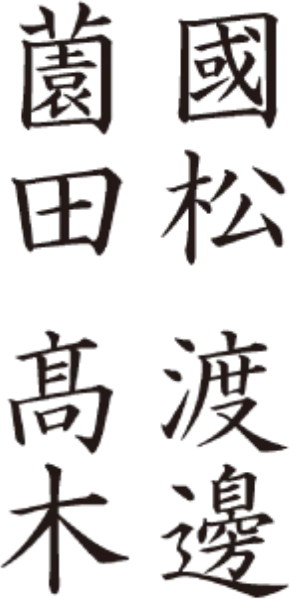 筆王で印刷できる人名外字の例（髙・邊など）